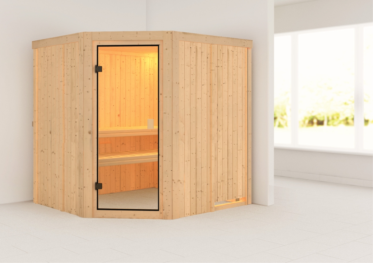 Karibu Sauna Bodo - 196 x 178 cm, 68 mm Systemsauna | ohne Ofen