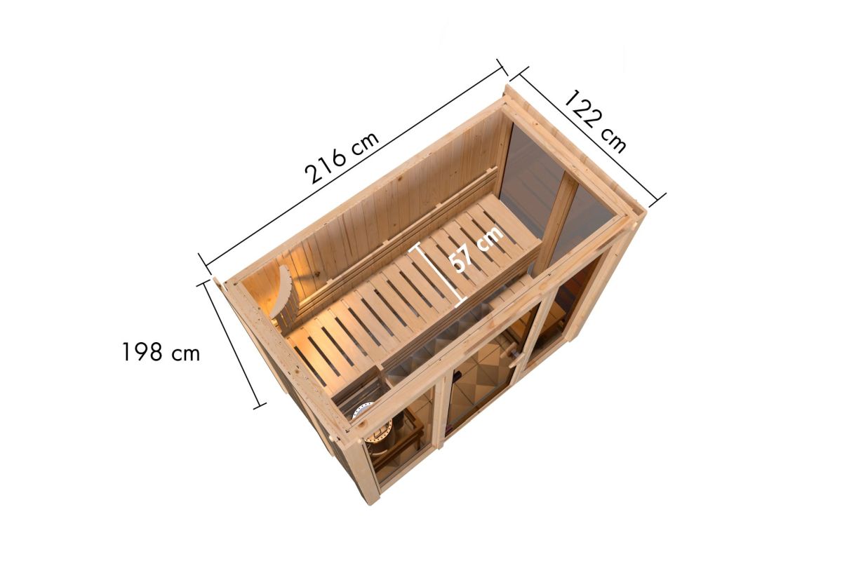 Karibu Sauna Irava 2 - 216x122 cm, 68 mm Systemsauna | ohne Ofen