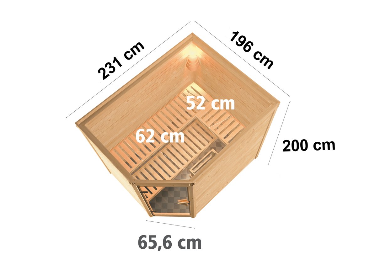 Karibu Sauna Tanami - 231x196 cm, 38 mm Massivholz | ohne Ofen