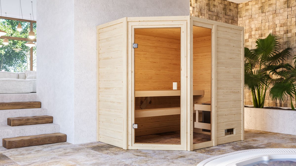 Karibu Sauna Jada - 196 x 146 cm, 38 mm Massivholzsauna | ohne Ofen