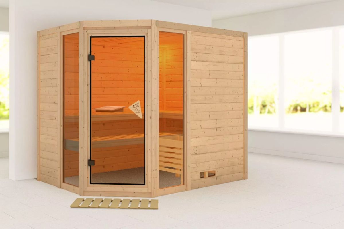 Karibu Sauna Sinai 3 - 236x184 cm, 38 mm Massivholz | ohne Ofen