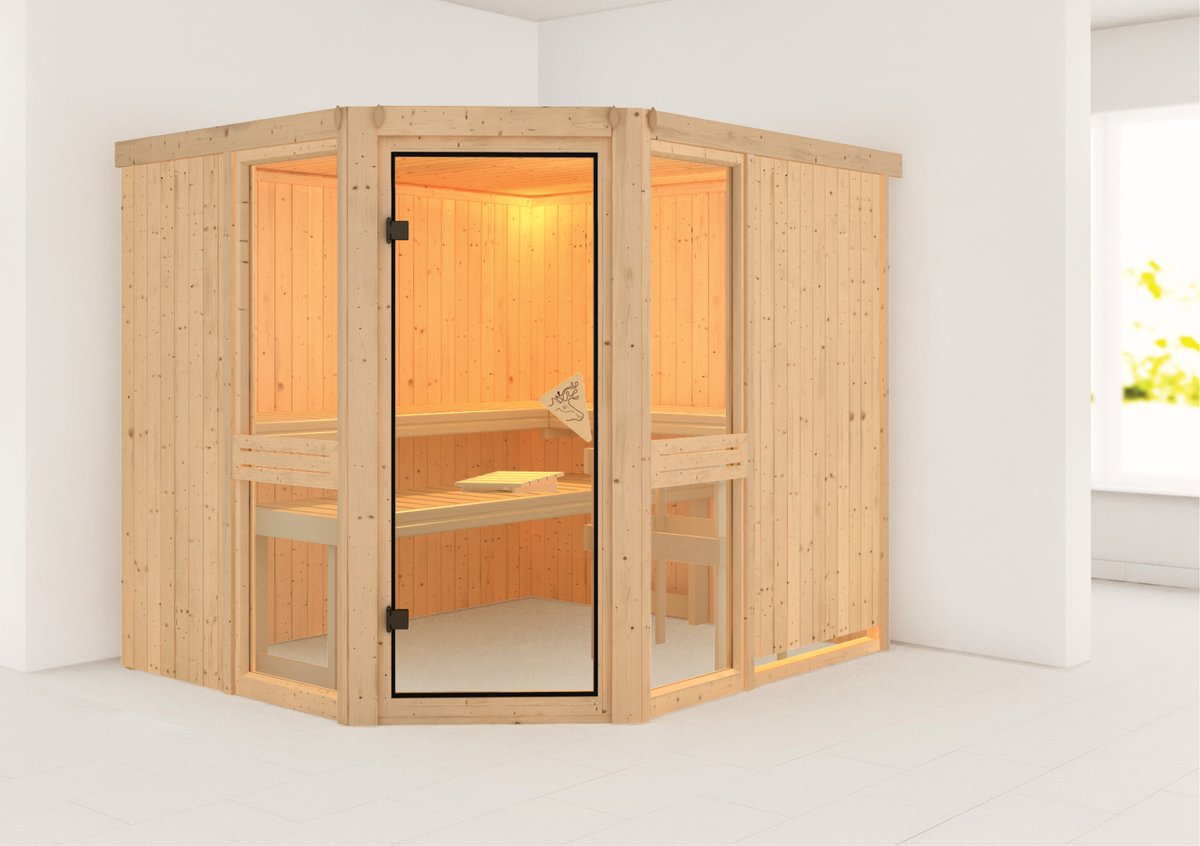 Karibu Sauna Amelia 3 - 231x196 cm, 68 mm Systemsauna | ohne Ofen