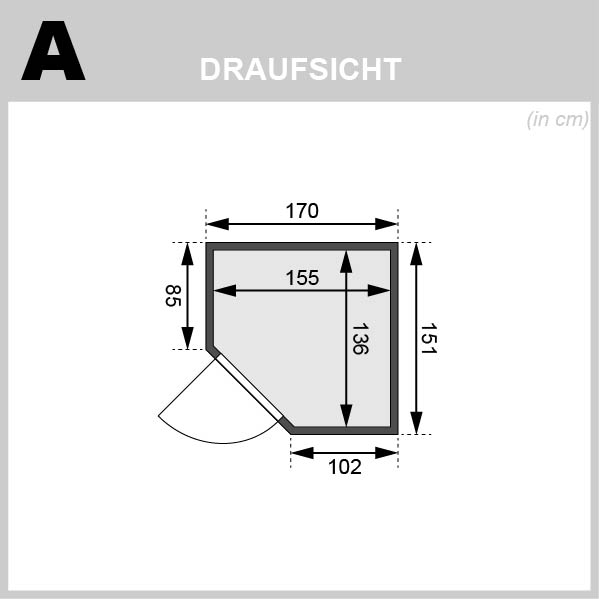 Karibu Sauna Taurin - 170x151 cm, 68 mm Systemsauna | Glastür bronziert | ohne Ofen