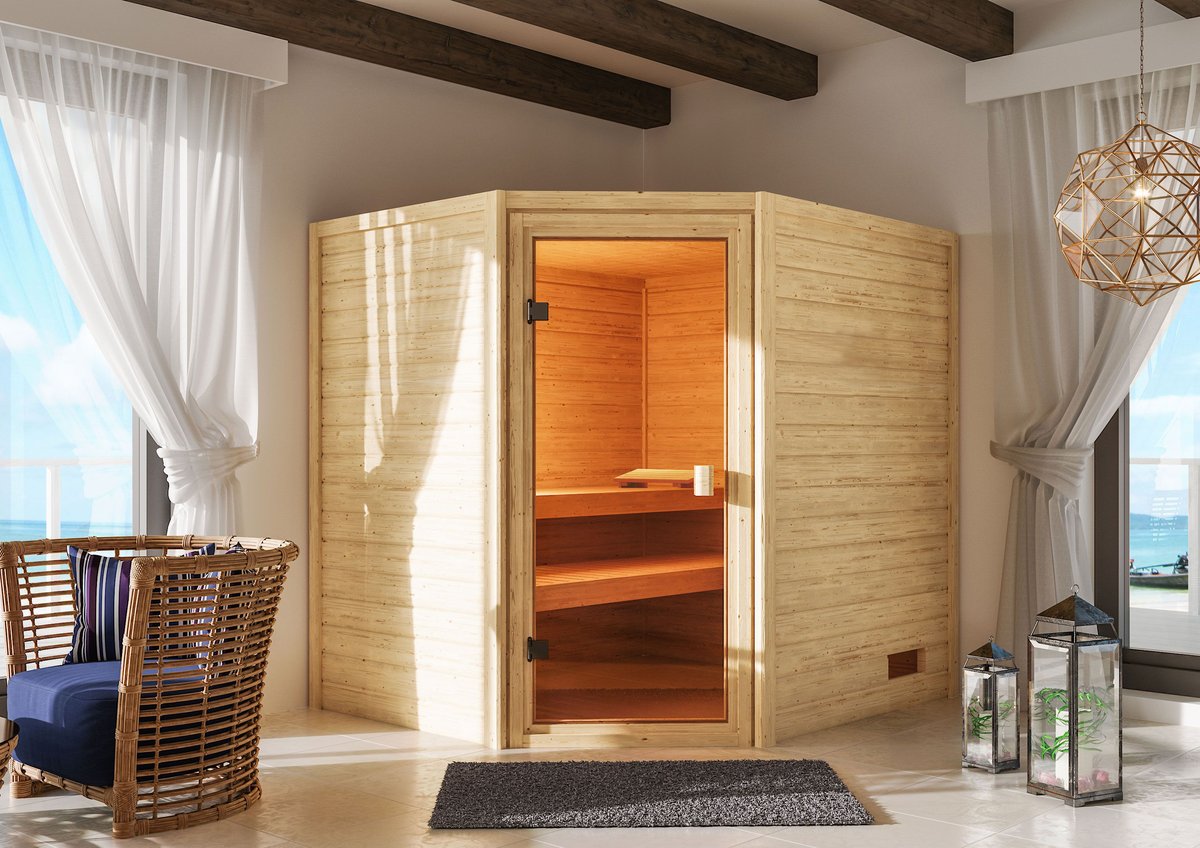 Karibu Sauna Elea - 195 x 169 cm, 38 mm Massivholzsauna | ohne Ofen