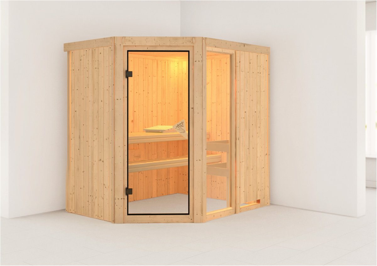 Karibu Sauna Fiona 1 - 196x151 cm, 68 mm Systemsauna "Exklusiv", ohne Kranz|ohne Ofen