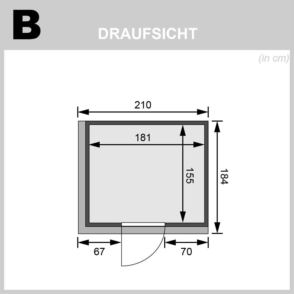 Karibu Plug & Play Sauna Daria - 196x170 cm, 68 mm Systemsauna | Energiespartür | ohne Ofen