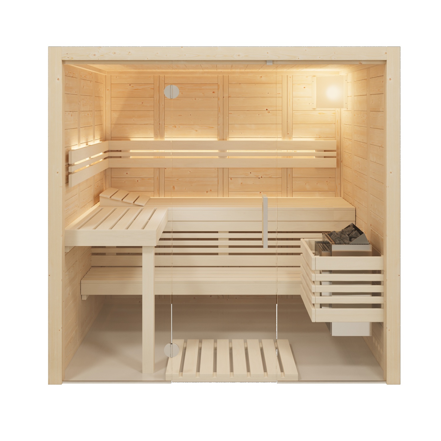 Infraworld Sauna Solido Glas 167 - 210x167 cm, 40 mm Massivholzsauna