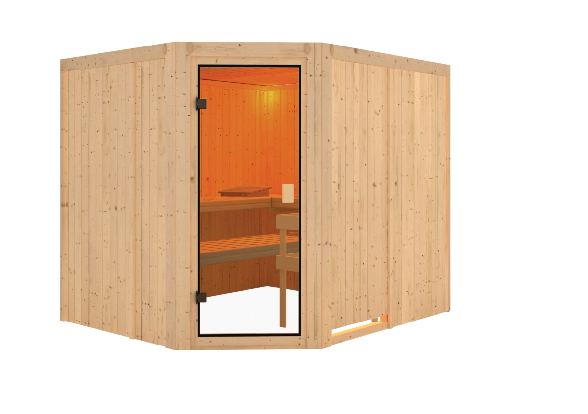 Karibu Sauna Horna - 231 x 196 cm, 68 mm Systemsauna | ohne Ofen