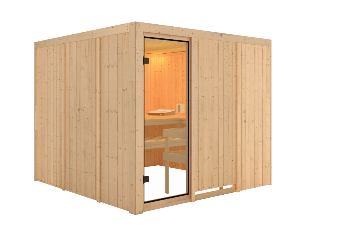 Karibu Sauna Arvika - 231 x 231 cm, 68 mm Systemsauna, ohne Ofen