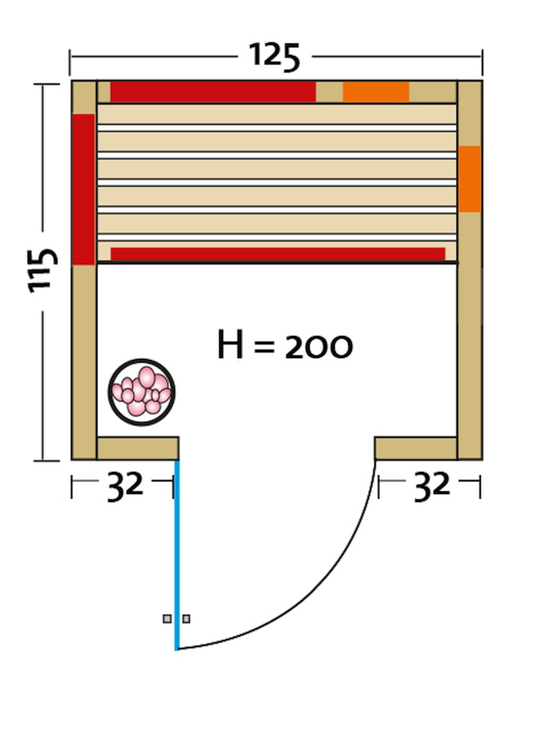 Infrarotkabine TrioSol Basel 125 - 125x115 cm, Eiche-Dekor