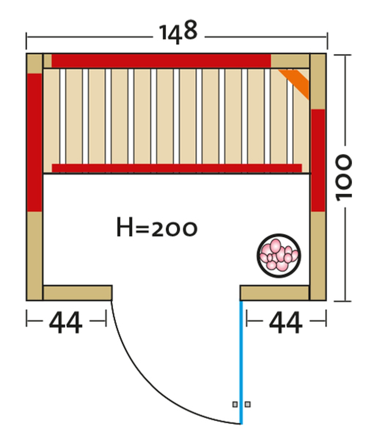 Infrarotkabine TrioSol Natura 148 - 148x100 cm, Fichte-Vollholz