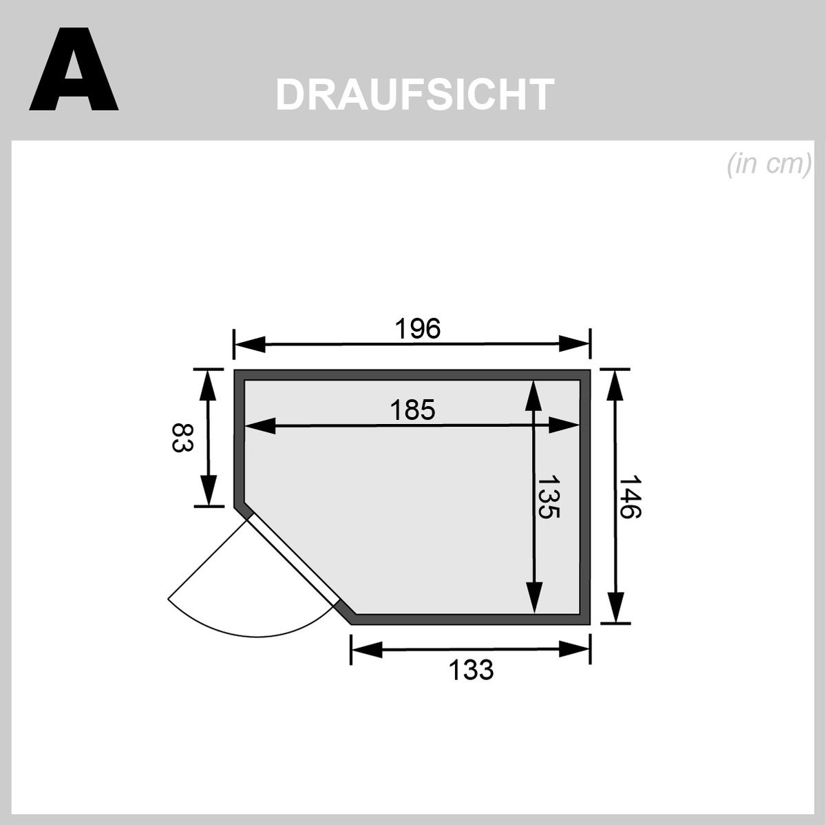 Karibu Sauna Svea - 196 x 146 cm, 38 mm Massivholz | Glastür graphit | ohne Ofen