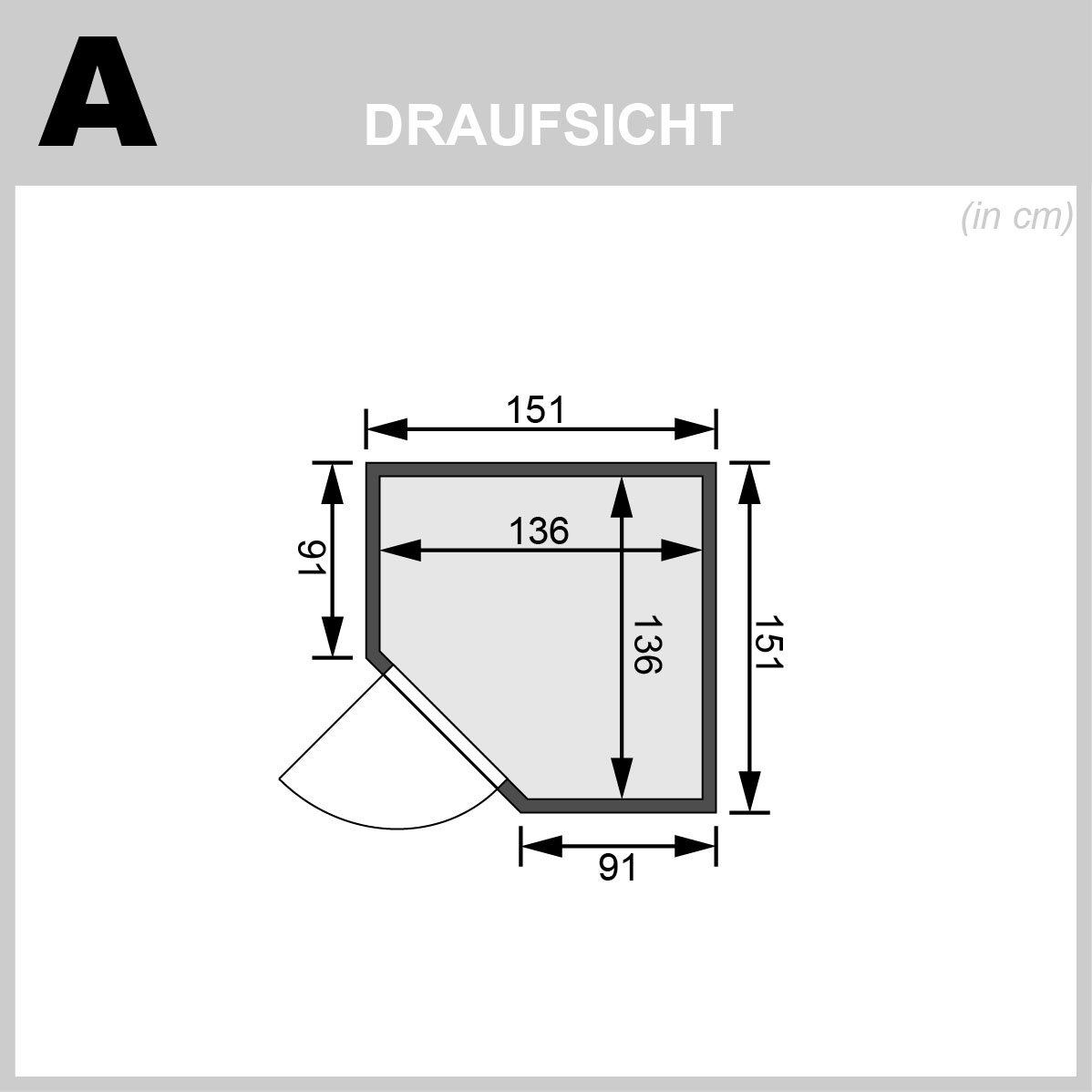 Karibu Sauna Larin - 151x151 cm, 68 mm Systemsauna | Glastür graphit | ohne Ofen