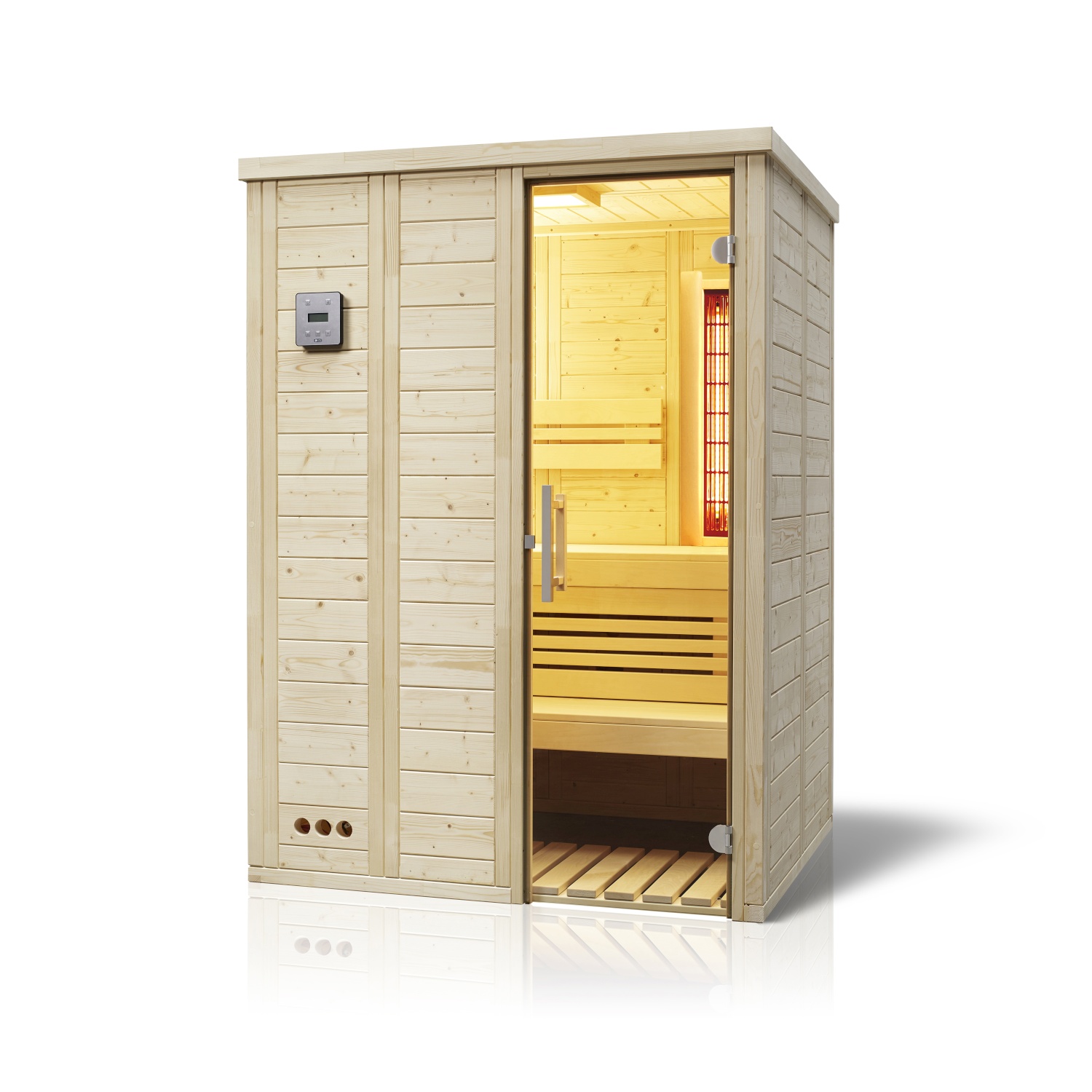 Kombisauna Vitalis 148 Complete - 148x119 cm, 40 mm Massivholzsauna mit Infrarot