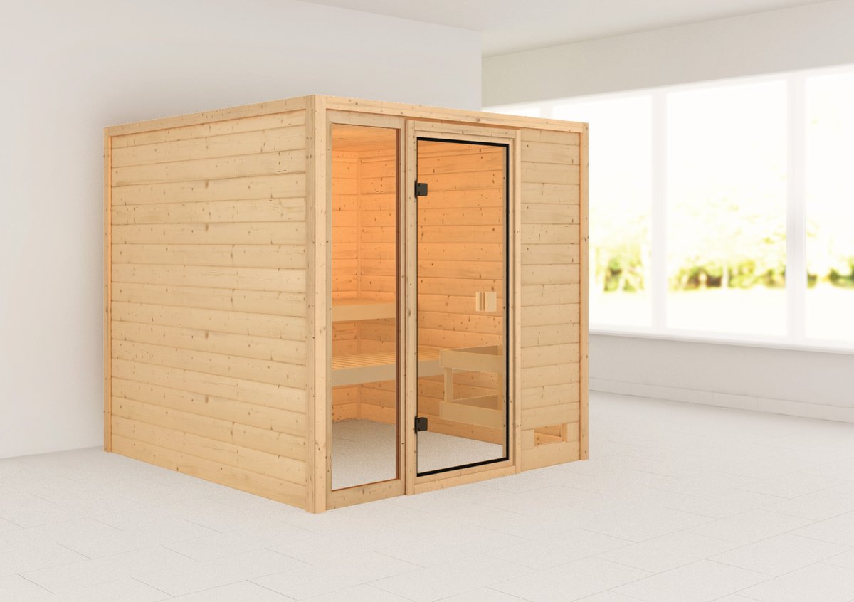 Karibu Sauna Jutta - 196 x 196 cm, 38 mm Massivholz | ohne Ofen