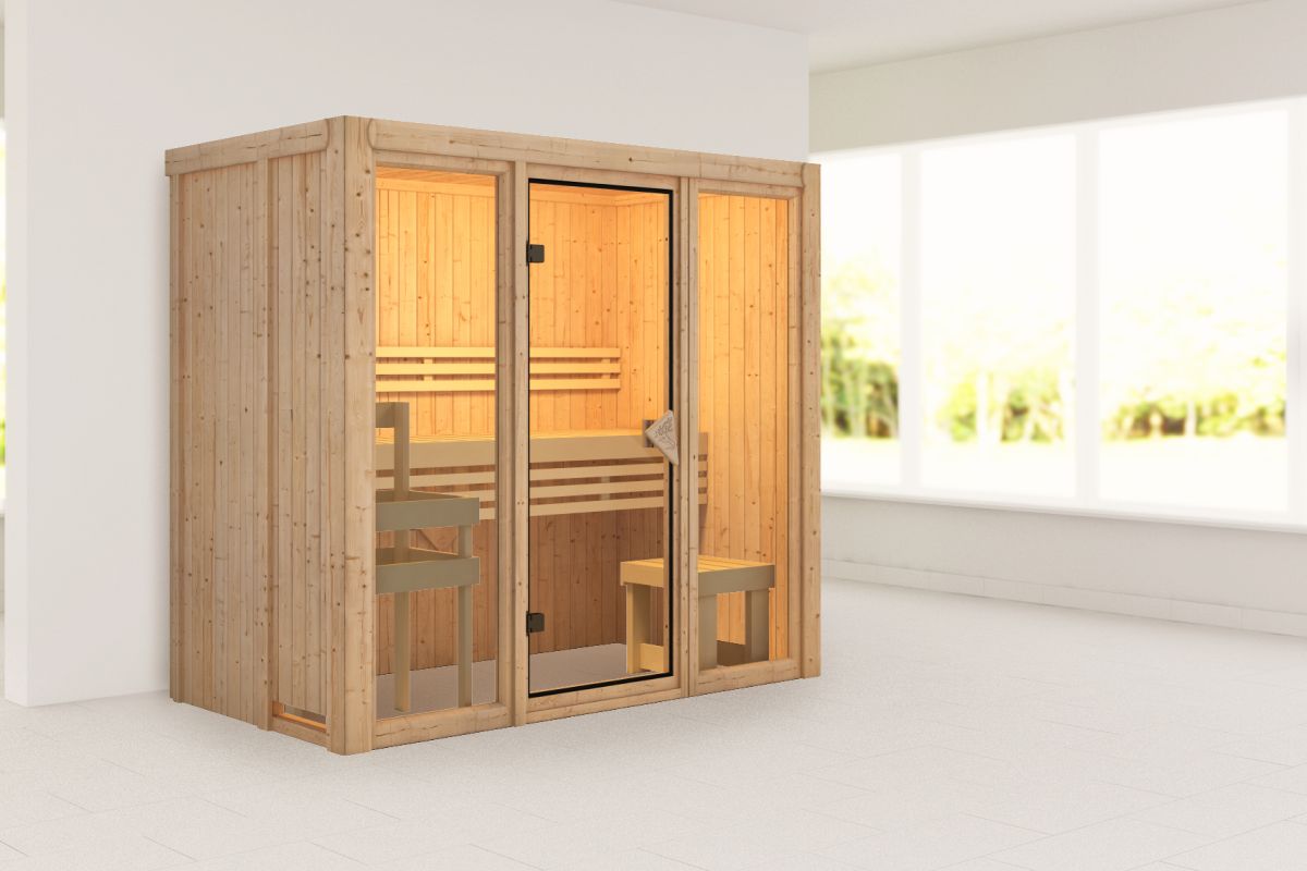 Karibu Sauna Avari 2 - 216x122 cm, 68 mm Systemsauna | ohne Ofen