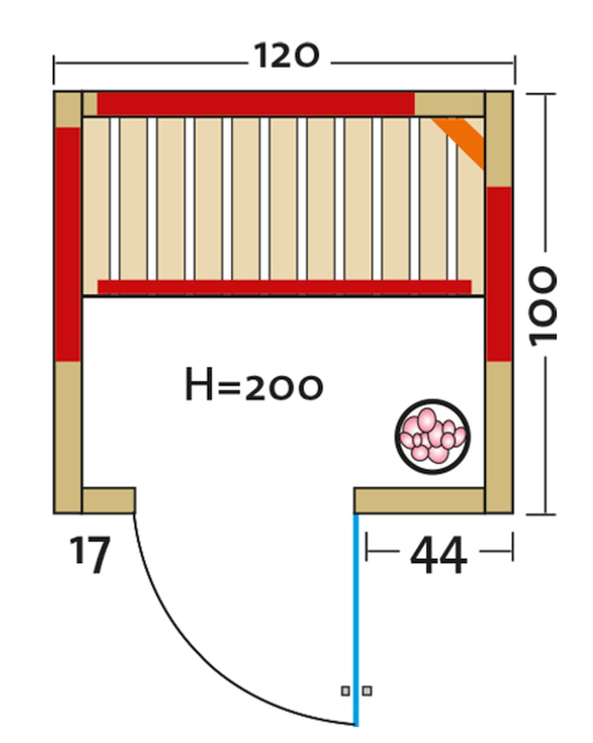 Infrarotkabine TrioSol Natura 120 - 120x100 cm, Fichte-Vollholz