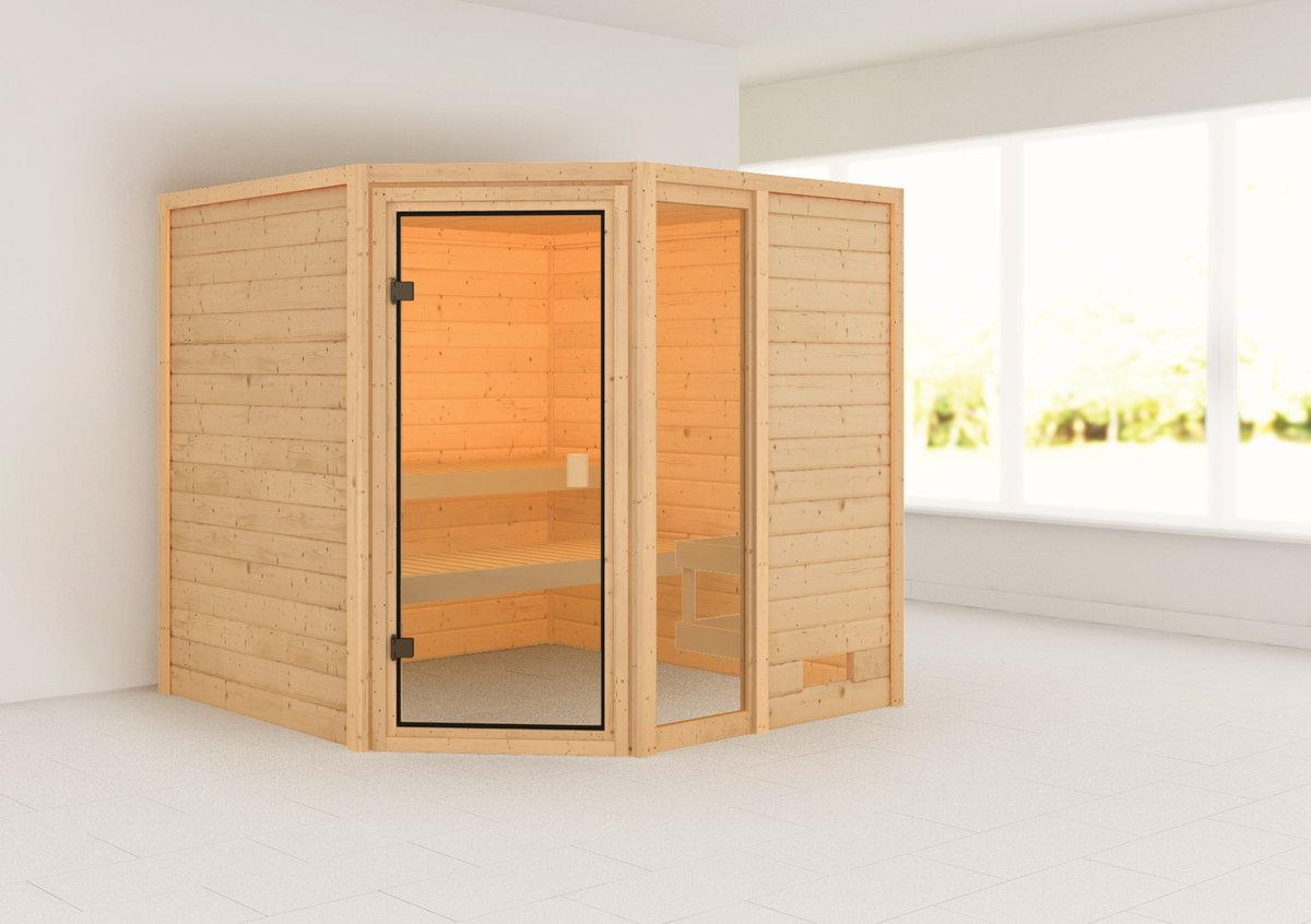 Karibu Sauna Tabea - 196 x 196 cm, 38 mm Niedrigsauna | |ohne Ofen