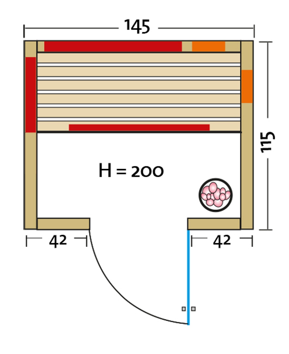 Infrarotkabine TrioSol Basel 145 - 145x115 cm, Eiche-Dekor