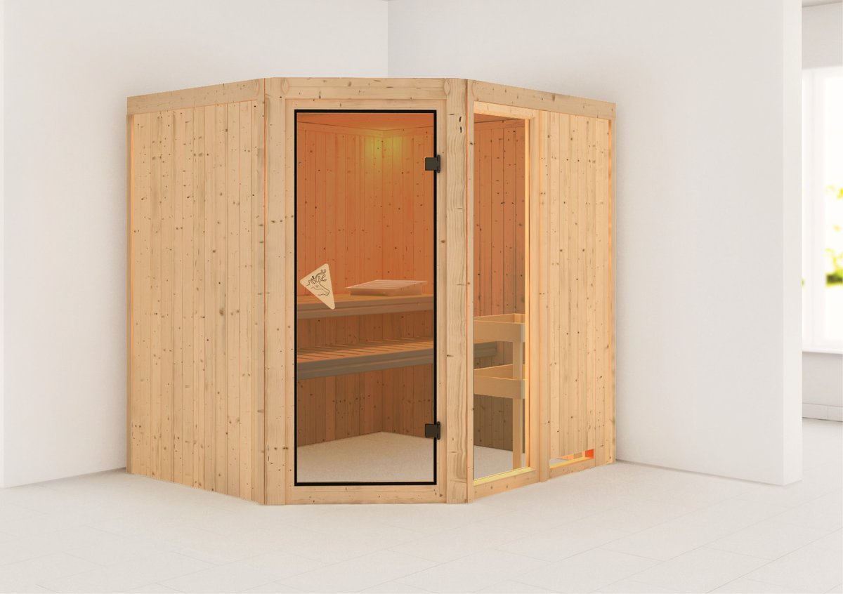 Karibu Sauna Fiona 2 - 196x170 cm, 68 mm Systemsauna "Exklusiv", ohne Kranz|ohne Ofen