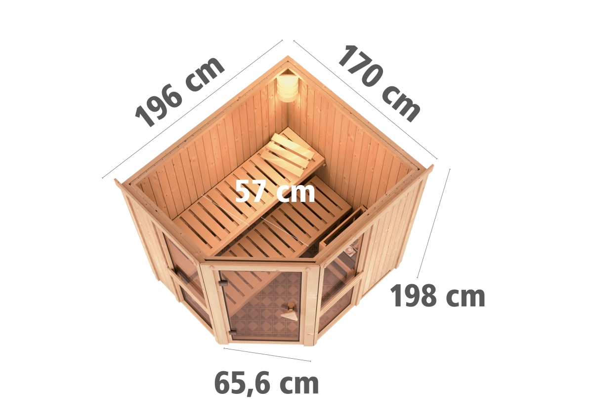 Karibu Sauna Amelia 1 - 196x170 cm, 68 mm Systemsauna | ohne Ofen