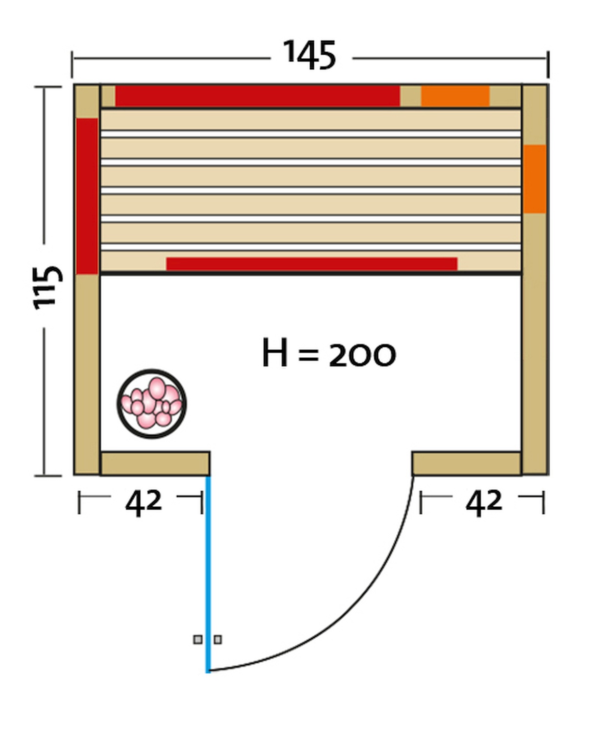 Infrarotkabine TrioSol Basel 145 - 145x115 cm, Eiche-Dekor