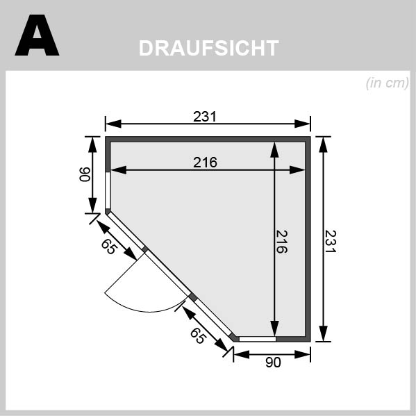 Karibu 5-Eck-Sauna Alcinda - 231x231 cm, 68 mm Systemsauna | ohne Ofen