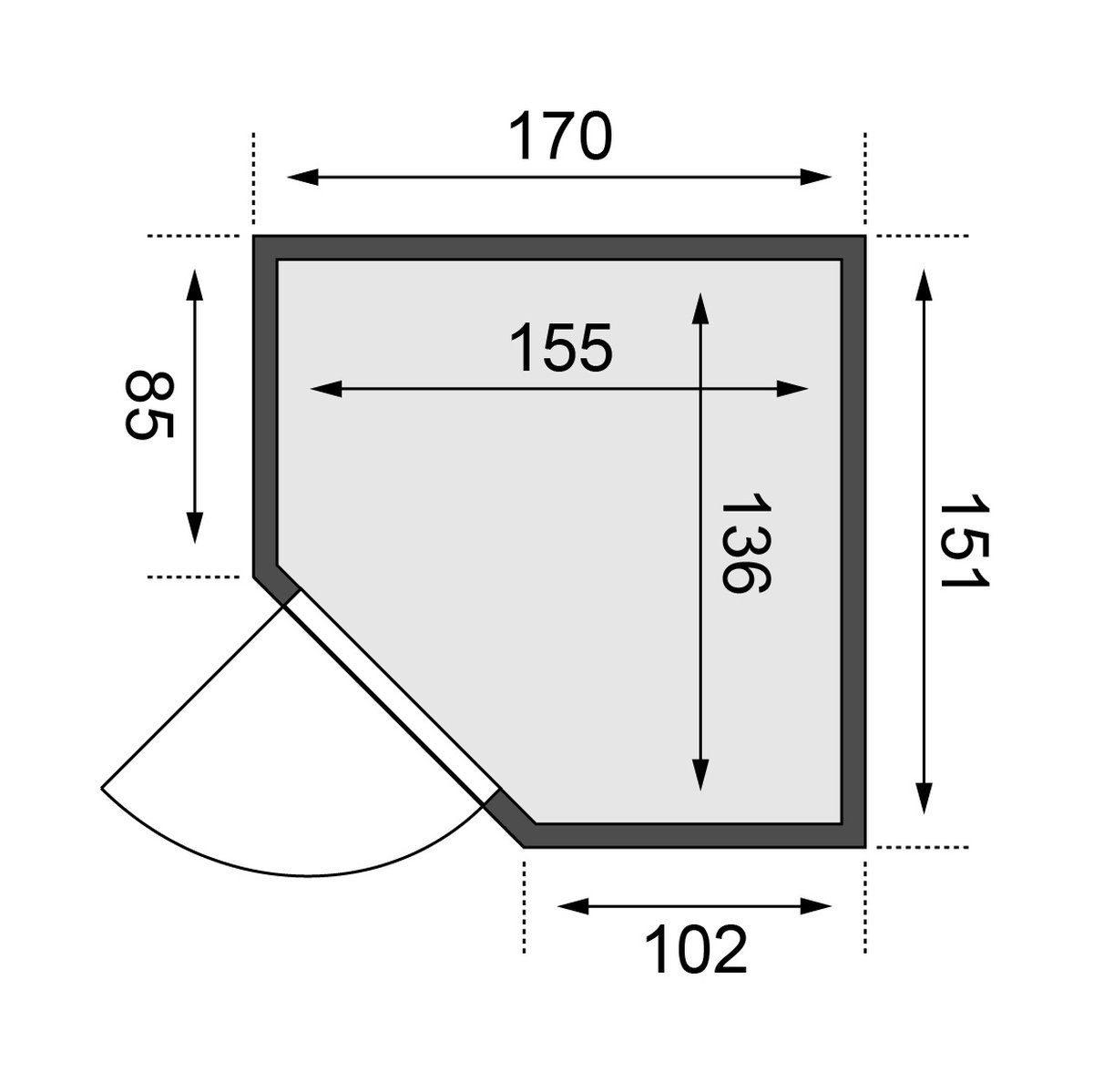 Karibu Plug & Play Sauna Tonja - 170x151 cm, 68 mm Systemsauna | Glastür bronziert|ohne Of