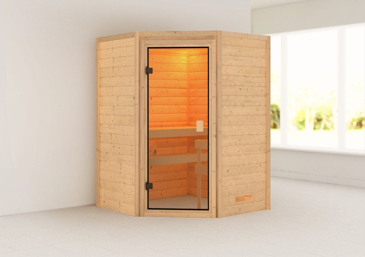 Karibu Sauna Antonia - 145 x 145 cm, 38 mm Massivholzsauna | ohne Ofen