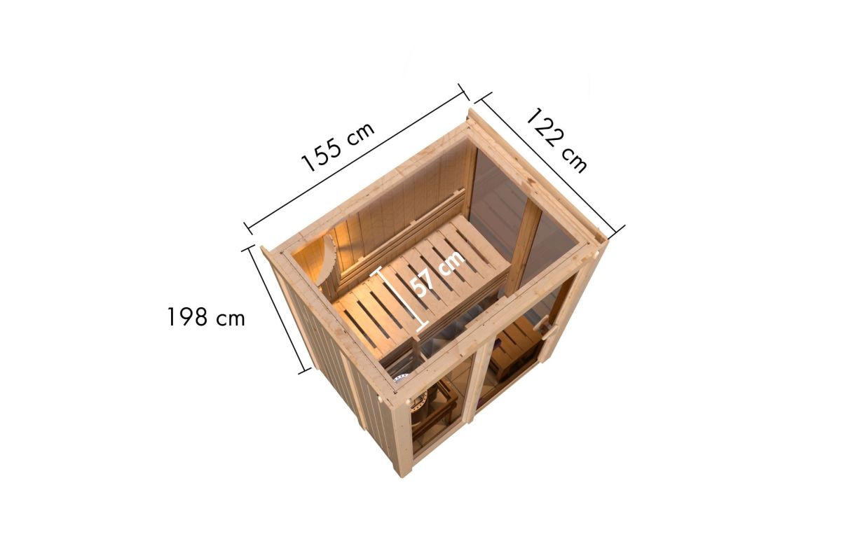 Karibu Sauna Irava 1 - 155x122 cm, 68 mm Systemsauna | ohne Ofen