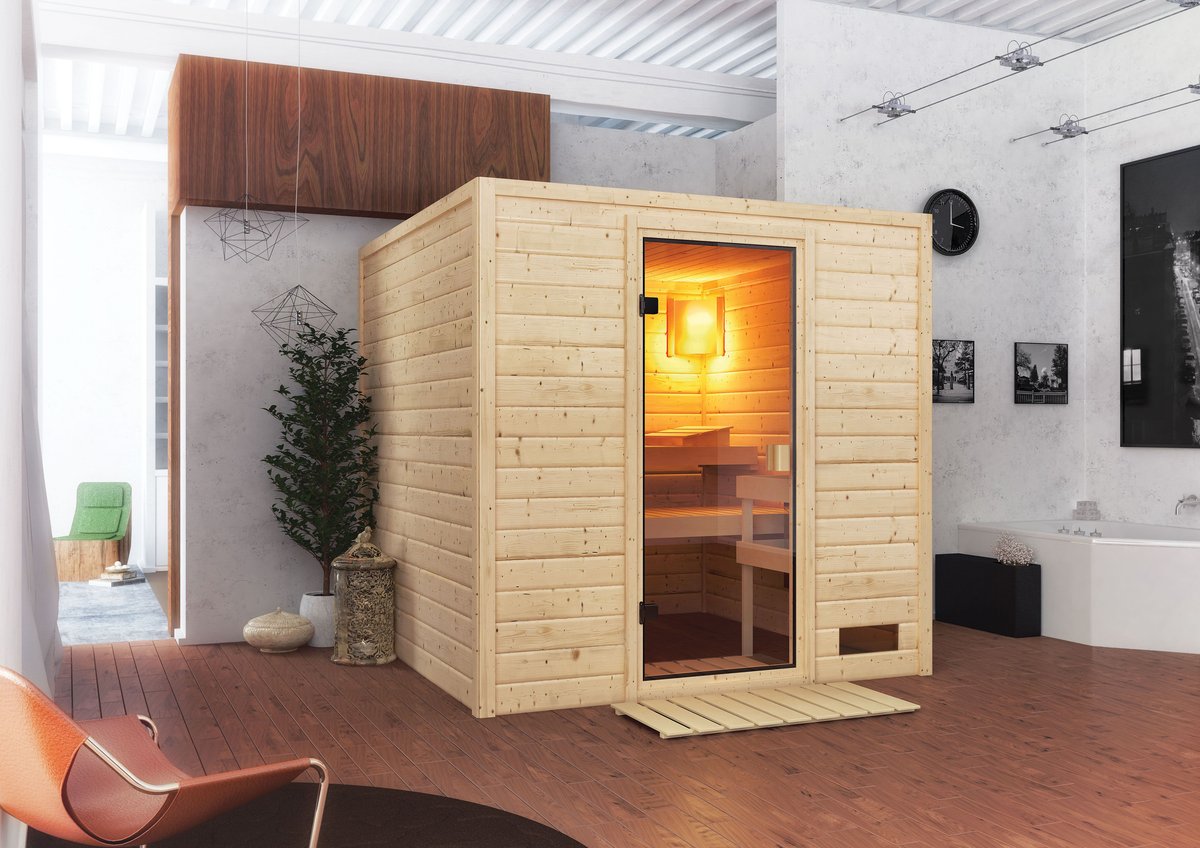 Karibu Sauna Jara - 195 x 195 cm, 38 mm Massivholz | ohne Ofen