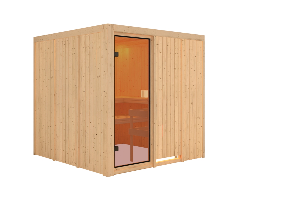 Karibu Sauna Oulu - 196 x 196 cm, 68 mm Systemsauna | ohne Ofen