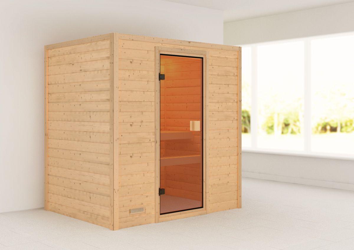 Karibu Sauna Selena - 195 x 145 cm, 38 mm Massivholz | ohne Ofen