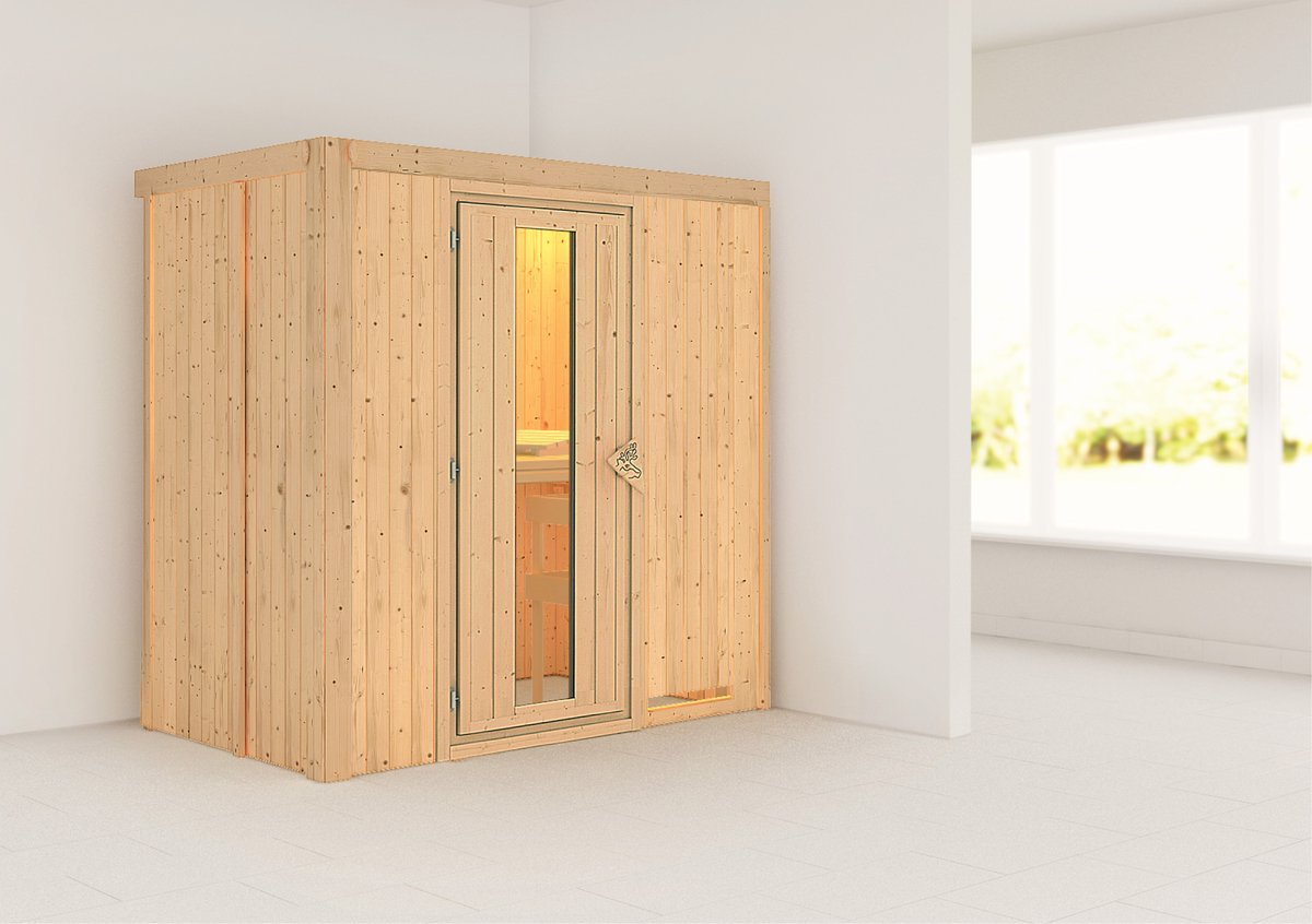 Karibu Sauna Variado - 196x118 cm, 68 mm Systemsauna | Energiespartür | ohne Ofen