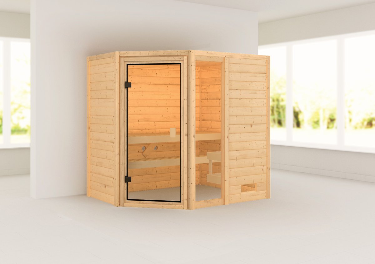 Karibu Sauna Jada - 196 x 146 cm, 38 mm Massivholzsauna | ohne Ofen