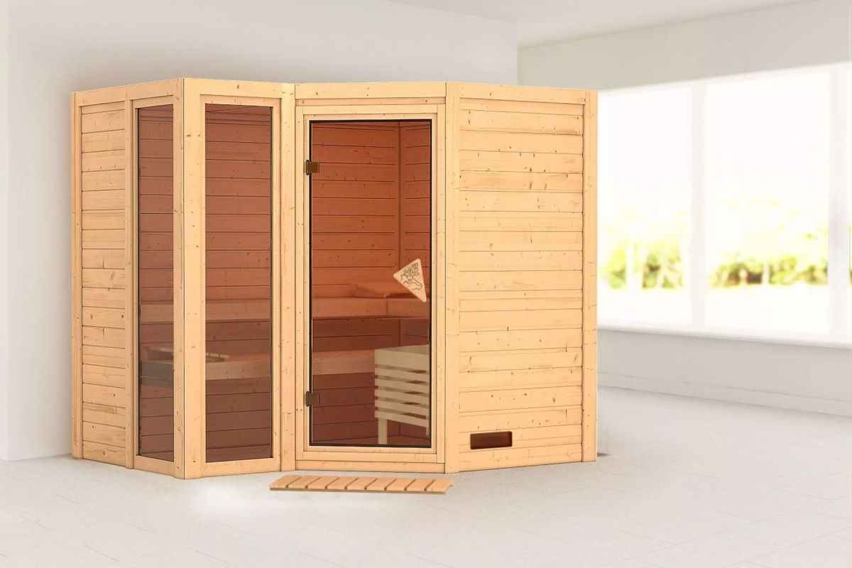 Karibu Sauna Amara - 236x184 cm, 38 mm Massivholzsauna | ohne Ofen