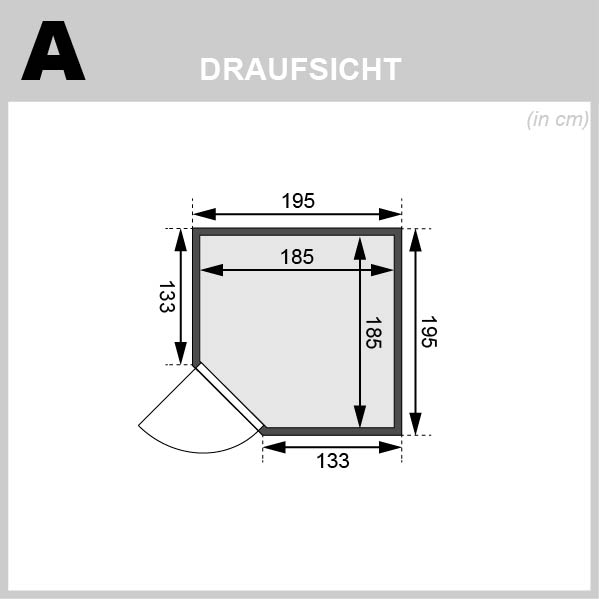 Karibu Sauna Tilda - 195 x 195 cm, 38 mm Massivholz-Niedrigsauna | ohne Ofen