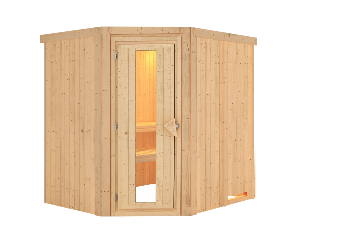 Karibu Plug & Play Sauna Lilja - 196x170 cm, 68 mm Systemsauna | Energiespartür | ohne Ofen