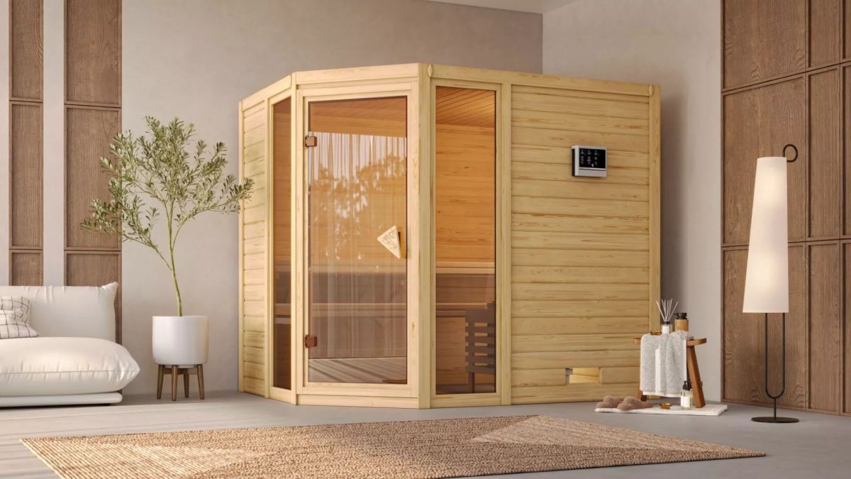 Karibu Sauna Sinai 3 - 236x184 cm, 38 mm Massivholz | ohne Ofen