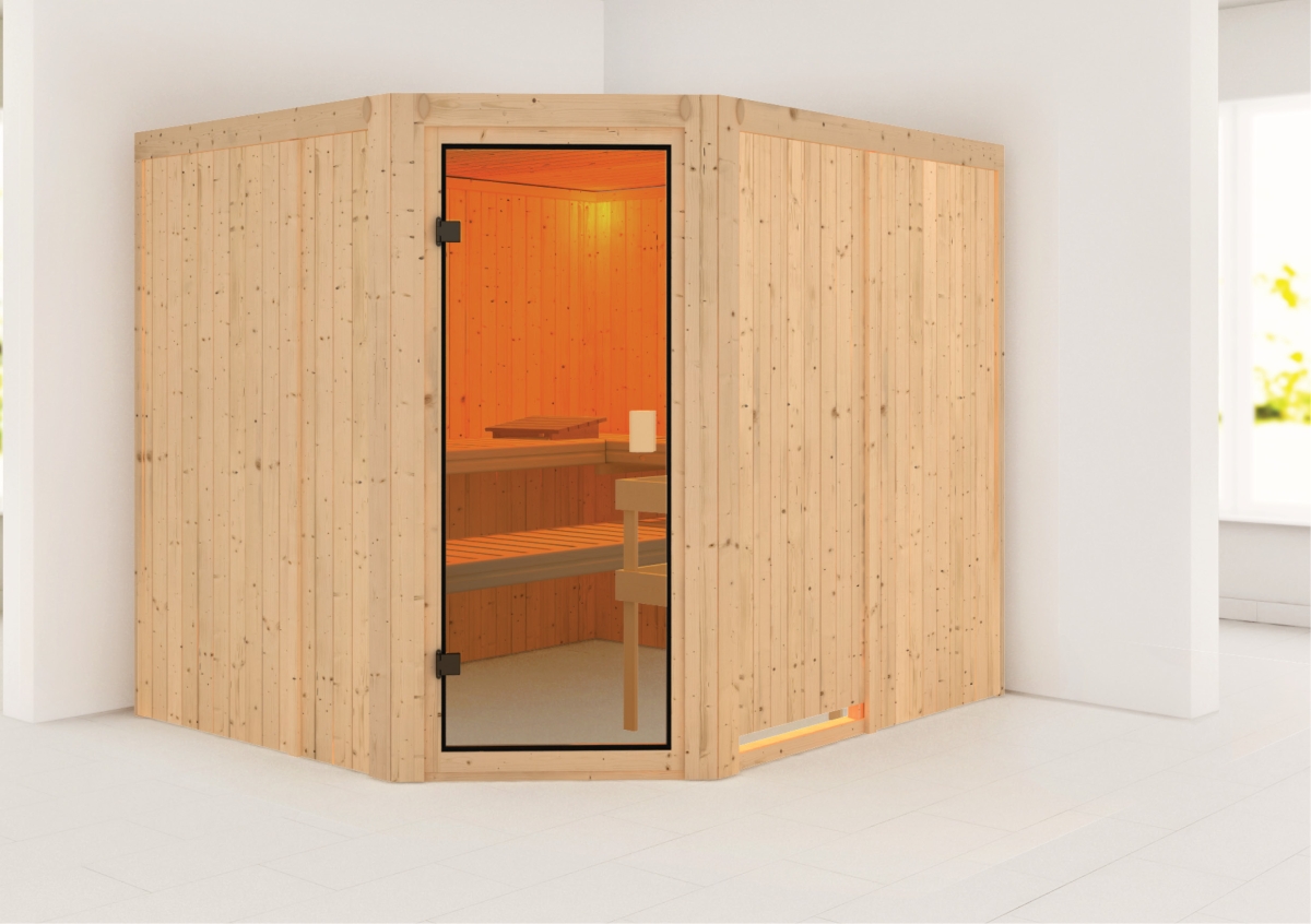 Karibu Sauna Horna - 231 x 196 cm, 68 mm Systemsauna | ohne Ofen