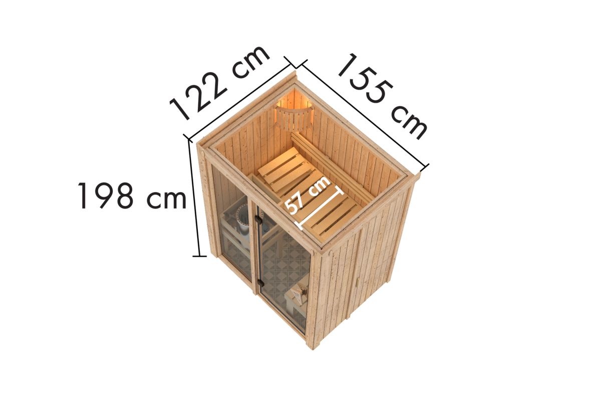 Karibu Sauna Avari 1 - 155x122 cm, 68 mm Systemsauna | ohne Ofen