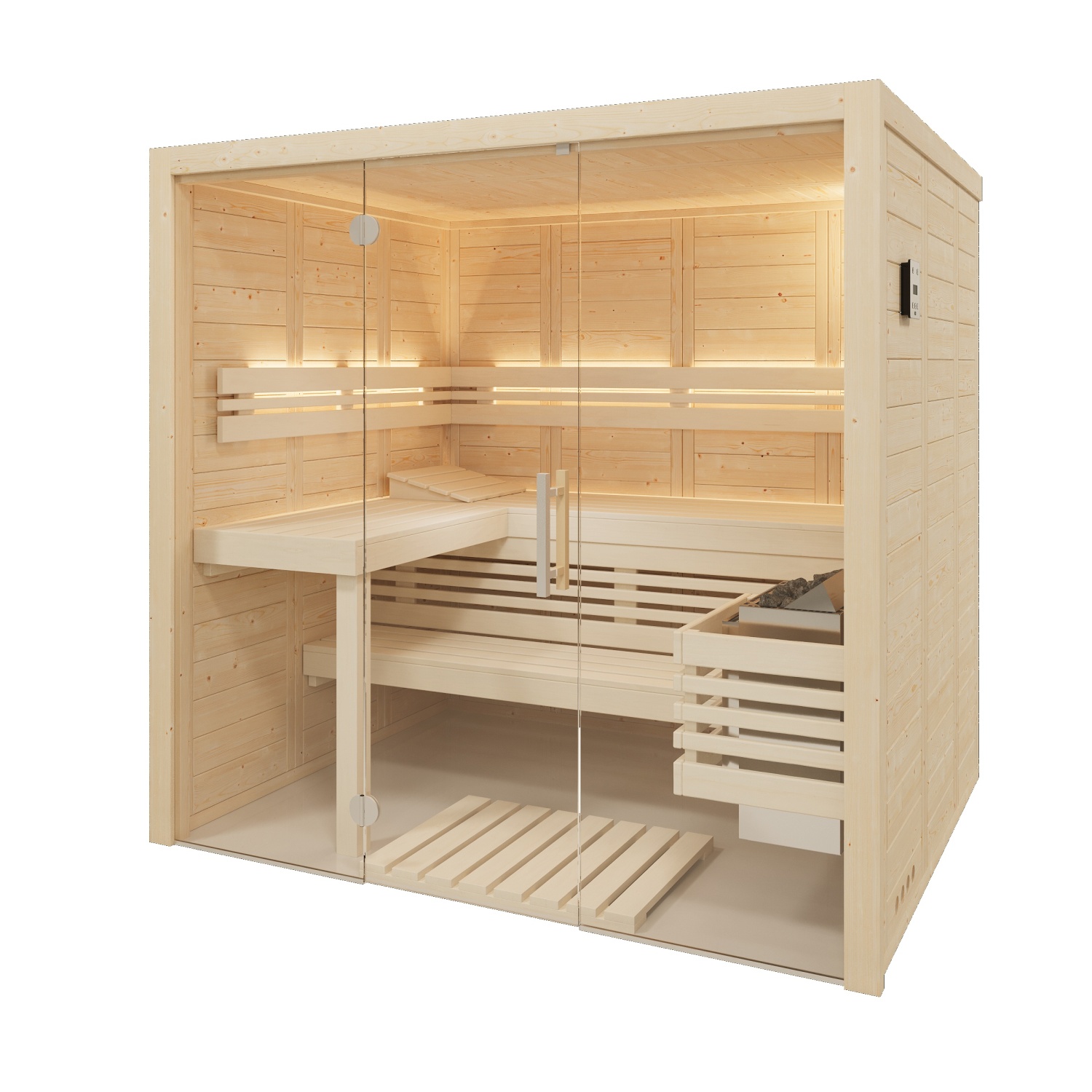 Infraworld Sauna Solido Glas 167 - 210x167 cm, 40 mm Massivholzsauna