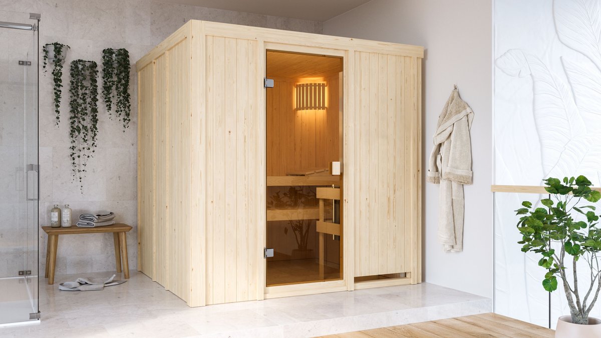 Karibu Sauna Tromsö - 196 x 178 cm, 68 mm Systemsauna | ohne Ofen