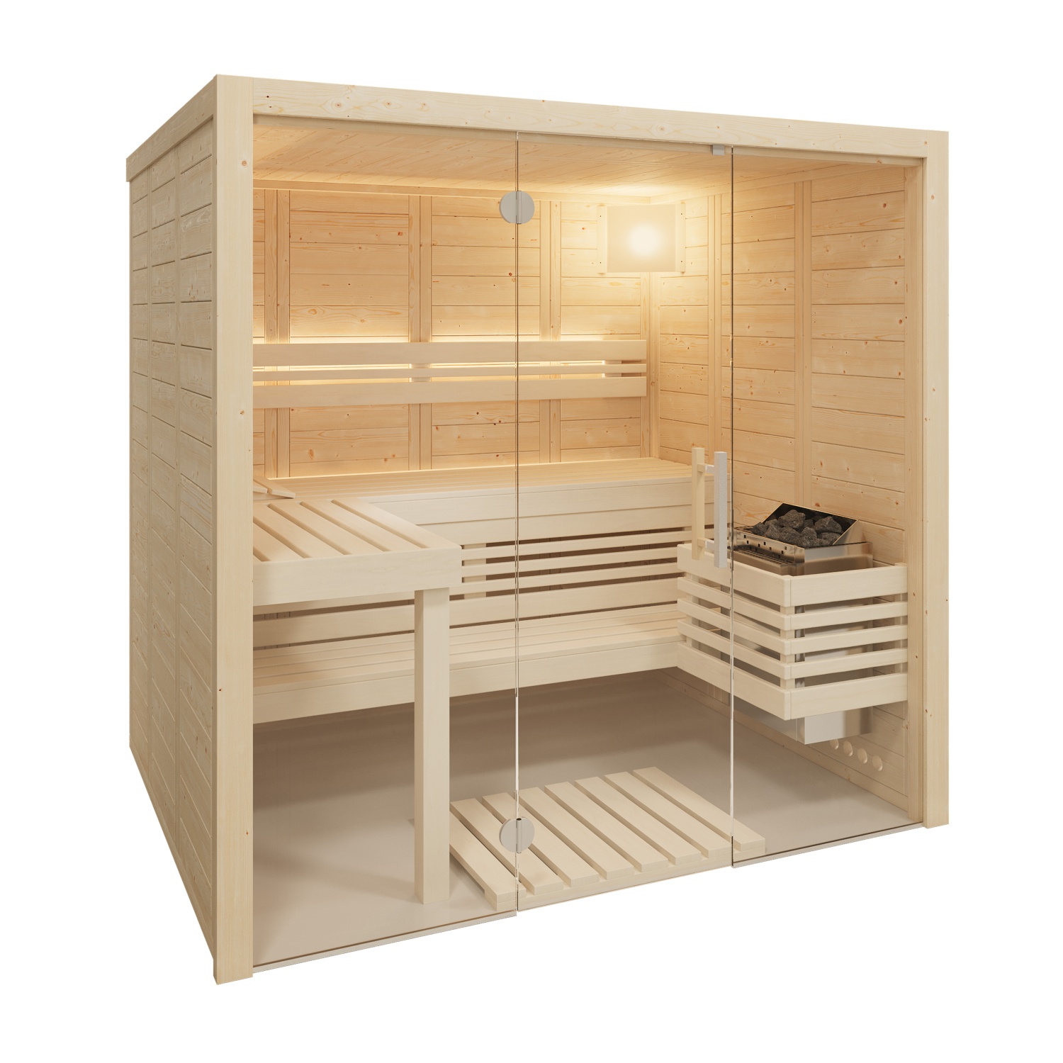 Infraworld Sauna Solido Glas 167 - 210x167 cm, 40 mm Massivholzsauna