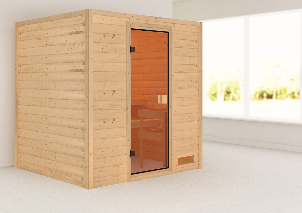 Karibu Sauna Adelina - 195 x 169 cm, 38 mm Niedrigsauna | ohne Ofen