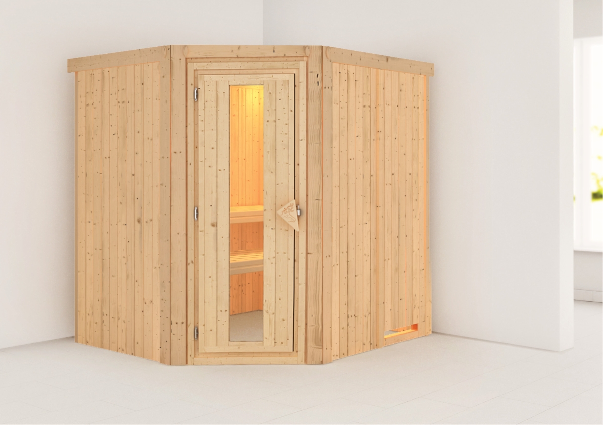 Karibu Plug & Play Sauna Lilja - 196x170 cm, 68 mm Systemsauna | Energiespartür | ohne Ofen