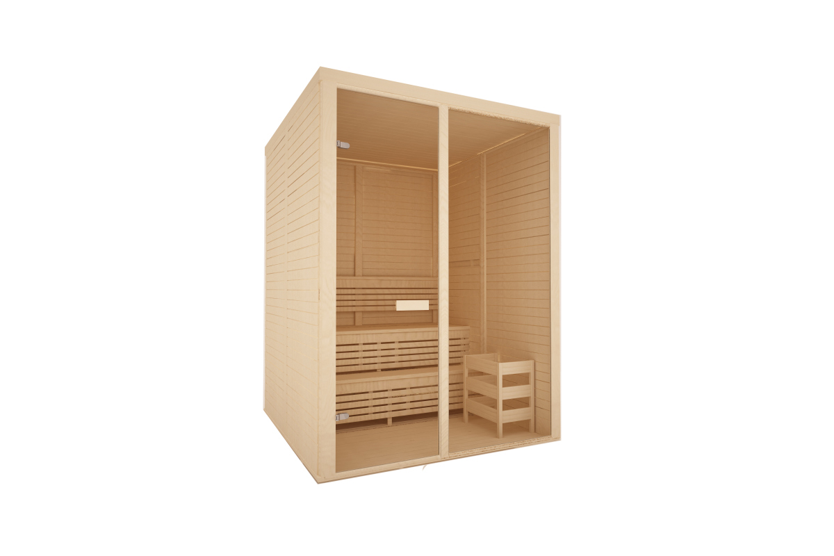 Elementsauna "Premium" 150x150 cm mit Glasfront, 78 mm Espe